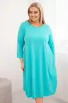 Kesi Włoski Dámská bavlněná sukýnka Plus Size s ohrnovacími rukávy a kapsami mátová