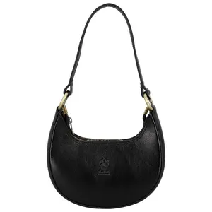 Dámská kožená kabelka na rameno černá - Delami Vera Pelle Fidelie