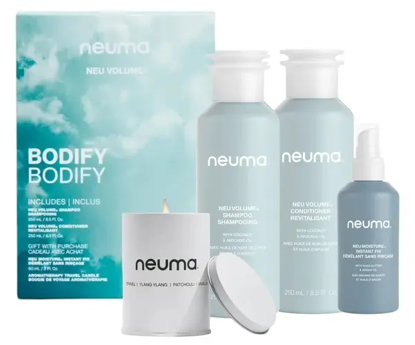 Dárková sada pro jemné a křehké vlasy a pro zvětšení objemu Neuma Neu Volume Bodify + svíčka a sprej zdarma + dárek zdarma