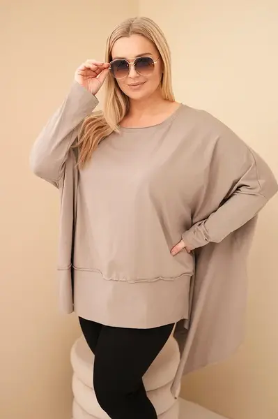 Kesi Dámská tunika Plus Size z bavlny s asymetrickým spodním lemem fango