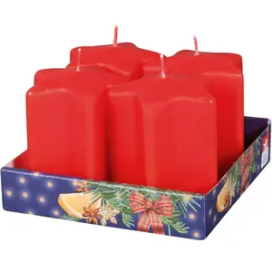 Svíčka hvězda d6,5x8 cm 4 ks