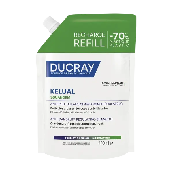 DUCRAY Kelual Squanorm Regulační šampon proti mastným lupům náplň 400 ml