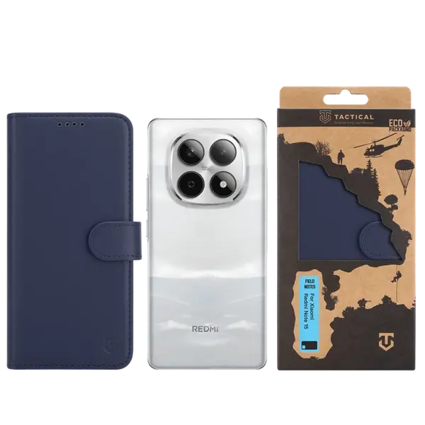 Flipové pouzdro Tactical Field Notes pro Xiaomi Redmi Note 15 5G, modrá