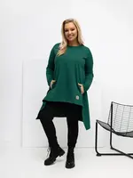 Plus size tunika v tmavě zelené barvě