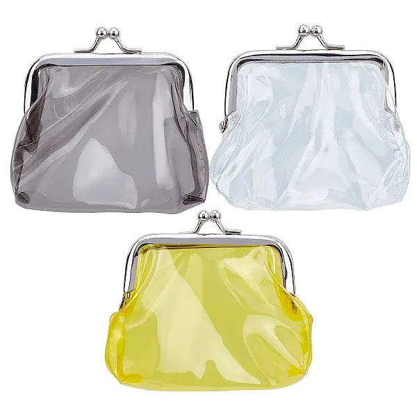 3Pcs 3 Colors Transparent PVC Change Purse