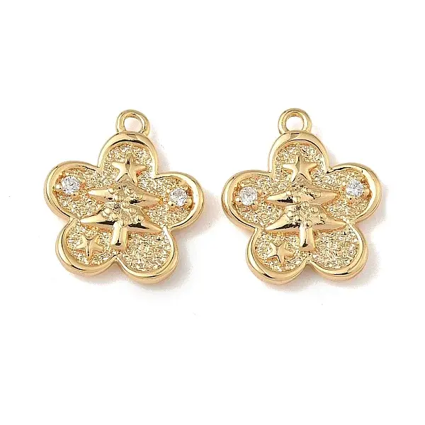 Christmas Brass Micro Pave Clear Cubic Zirconia Pendants