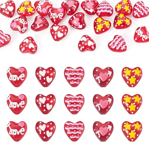 20Pcs 5 Styles Glass Enamel Beads