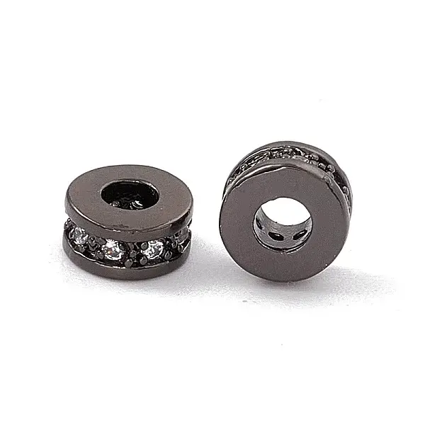 Brass Micro Pave Cubic Zirconia Beads