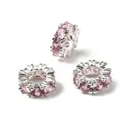 Large Hole Ring Brass Micro Pave Cubic Zirconia Spacer Beads