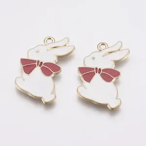 Zinc Alloy Enamel Bunny Pendants