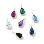 925 Sterling Silver Micro Pave Cubic Zirconia Teardrop Charms