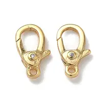 Flat Round Brass Micro Pave Clear Cubic Zirconia Lobster Claw Clasps