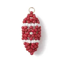 Handmade Glass Seed Beaded Rugby Pendants