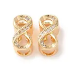 Brass Micro Pave Clear Cubic Zirconia European Beads