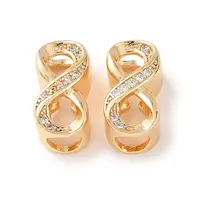 Brass Micro Pave Clear Cubic Zirconia European Beads