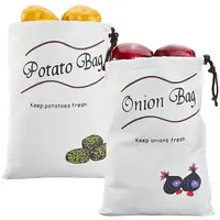 2Pcs 2 Styles Printed Cotton Cloth Storage Bags