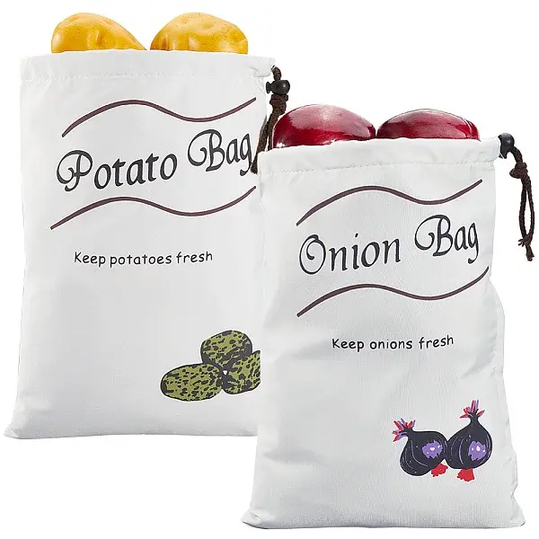 2Pcs 2 Styles Printed Cotton Cloth Storage Bags