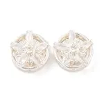 Brass Micro Pave Clear Cubic Zirconia Beads