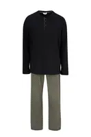 Dagi Dlhé pyžamo  olivová / čierna / biela