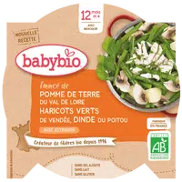 BABYBIO brambory a fazolky s krůtími plátky 230 g