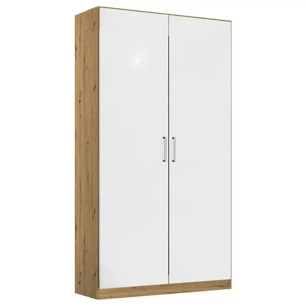 Rauch Möbel ŠATNÍ SKŘÍŇ S OTOČNÝMI DVEŘMI, dub artisan, vysoce lesklá bílá, 91/210/54 cm
