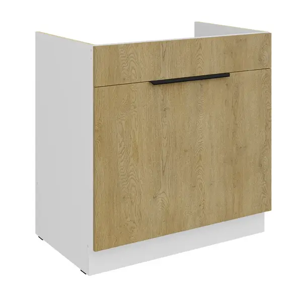 Spodní skříňka pod dřez Cremona 80 ZL 1S BB - Premium Box Barva korpusu: Černá, Barva dvířek: Dub Cremona