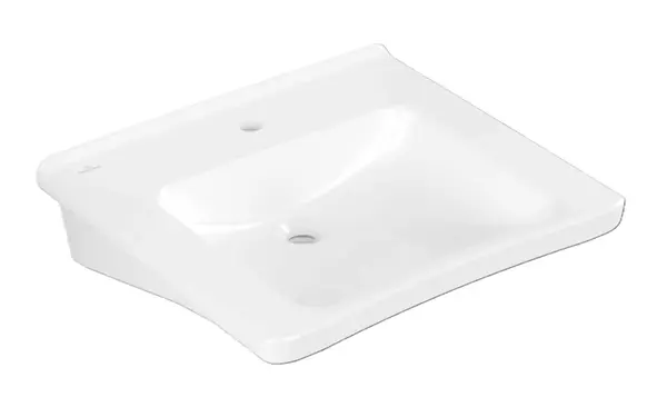 Villeroy & Boch ViCare - Umývadlo 60x55 cm, bez prepadu, otvor na batériu, CeramicPlus, AntiBac, alpská biela 4A8061T2