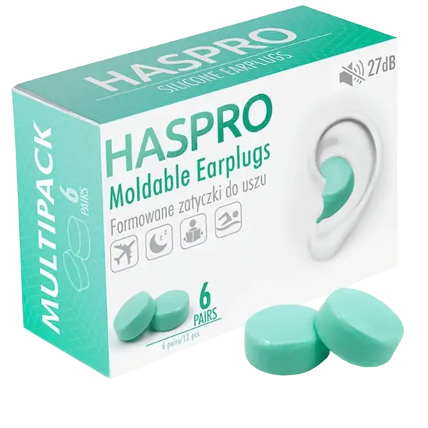 HASPRO Mold6 silikonové špunty do uší, mátové 6 párů 12 ks