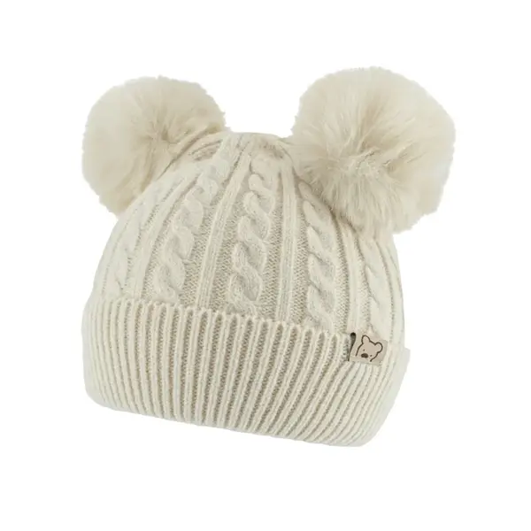 BN Pletená zimní čepice Bambulka - béžová, vel. 48-54 cm