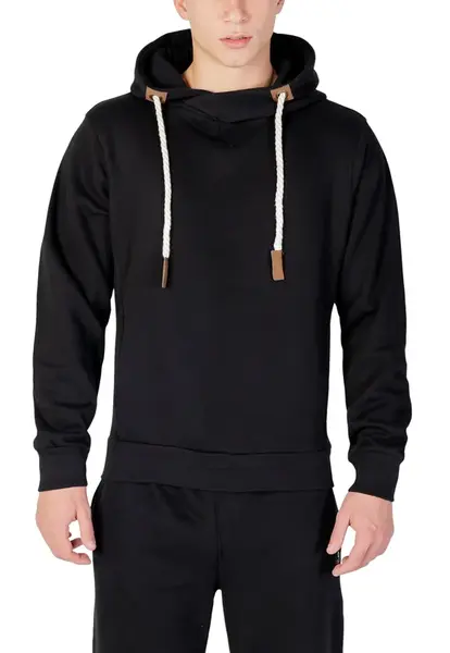 Pánska čierna mikina s kapucňou
