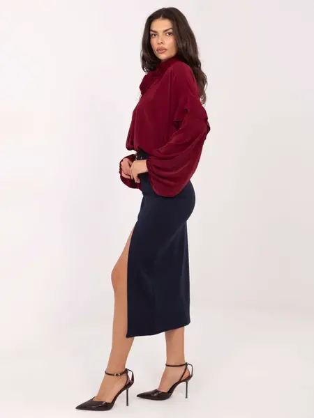 Tmavě modrá midi sukně s rozparkem