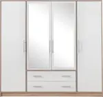 Šatní skříň Smart SR1 Varianta: Se zrcadlem, Barva korpusu + barva dveří: Dub sonoma + Bílá
