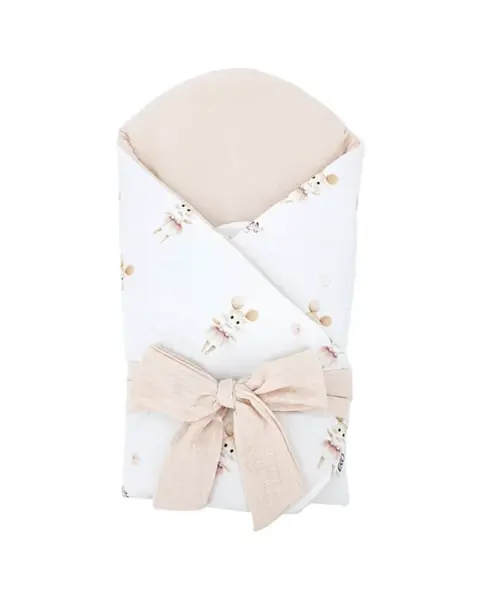 EKO Zavinovačka mušelínová s kokosovou vyberateľnou vložkou a mašľou Ballerina Mouse 75x75cm