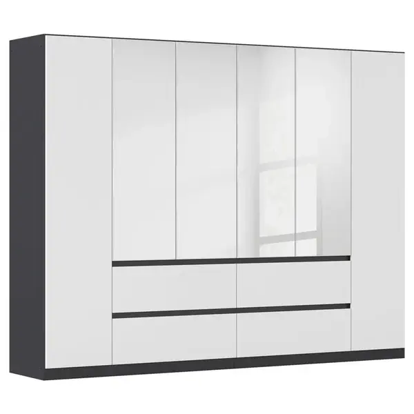 Rauch Möbel ŠATNÍ SKŘÍŇ S OTOČNÝMI DVEŘMI, šedá, barvy stříbra, bílá, 271/210/54 cm