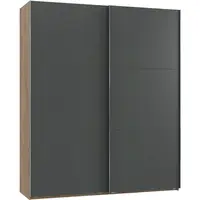 MID.YOU SKŘÍŇ S POSOUVACÍMI DVEŘMI, barvy grafitu, barvy dubu, 200/236/65 cm