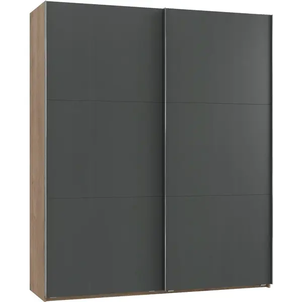 MID.YOU SKŘÍŇ S POSOUVACÍMI DVEŘMI, barvy grafitu, barvy dubu, 200/236/65 cm