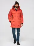 Ombre Men's long insulated jacket with reflective elements - orange