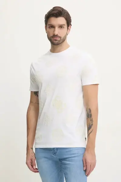 Bavlněné tričko Guess bílá barva, s aplikací, M5RI46 KBW41