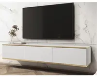 Závesná TV skrinka Orfeo, 175 cm, biela/zlatá%