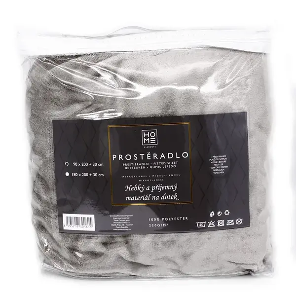 HOME ELEMENTS Prostěradlo mikroflanel tmavošedé