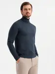 Ombre Men's knitted turtleneck with viscose - navy blue