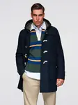 Ombre Men's wool and hooded duffle coat - navy blue
