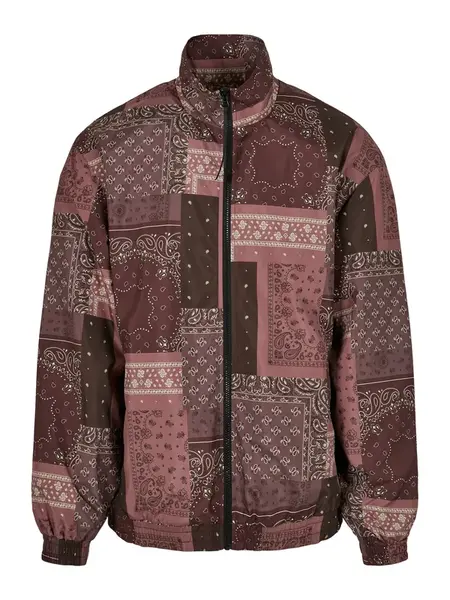 Urban Classics Prechodná bunda  tmavohnedá / farba lesného ovocia / biela