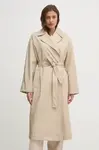 Trench kabát Calvin Klein dámský, béžová barva, přechodný, oversize, 00040WL546