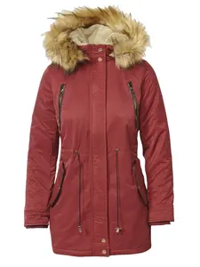 KOROSHI Prechodná parka  béžová / tmavočervená