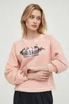 Bavlněná mikina G-Star dámská, růžová barva, s potiskem