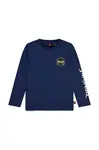 Dětské bavlněné tričko s dlouhým rukávem Lego tmavomodrá barva, s potiskem