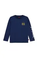 Dětské bavlněné tričko s dlouhým rukávem Lego tmavomodrá barva, s potiskem