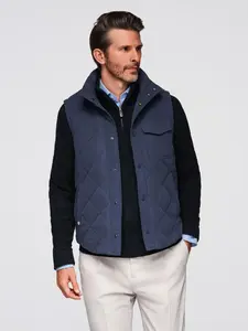 Ombre Men's peach effect quilted sleeveless jacket - navy blue