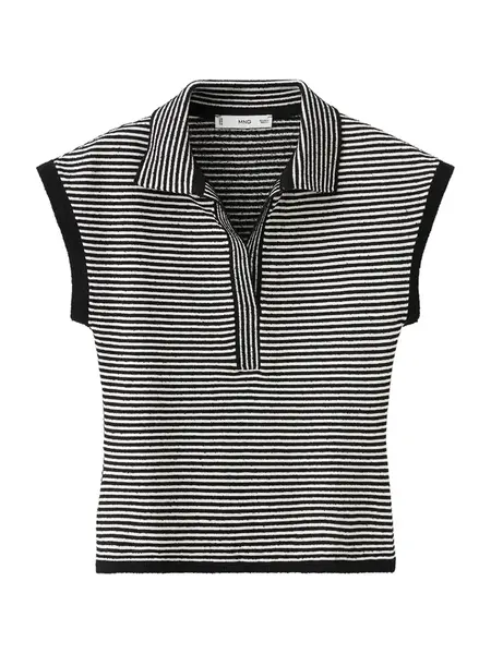 MANGO Sveter 'VAPORE'  čierna / šedobiela